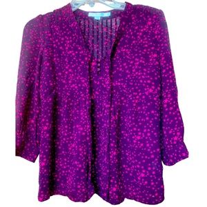BODEN Purple Magenta Star Print Sheer Blouse - Size 2